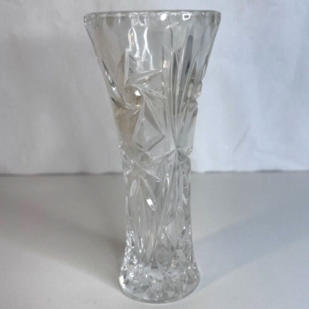 Lenox Small Fine Cut Crystal Star Vase 6" Tall Flared  w/ Original Paperwork
